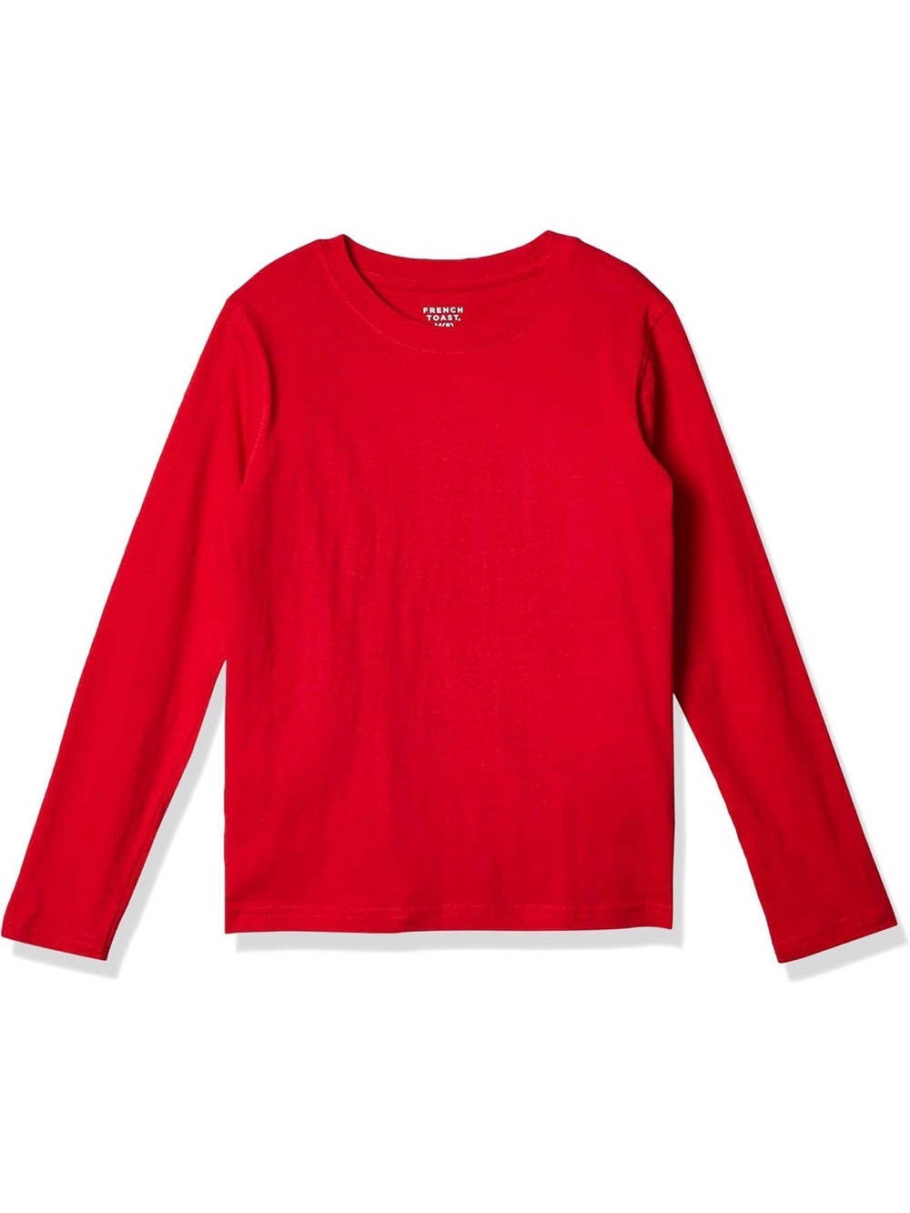 100% Cotton Kids' Long-Sleeve Red Crewneck Shirt